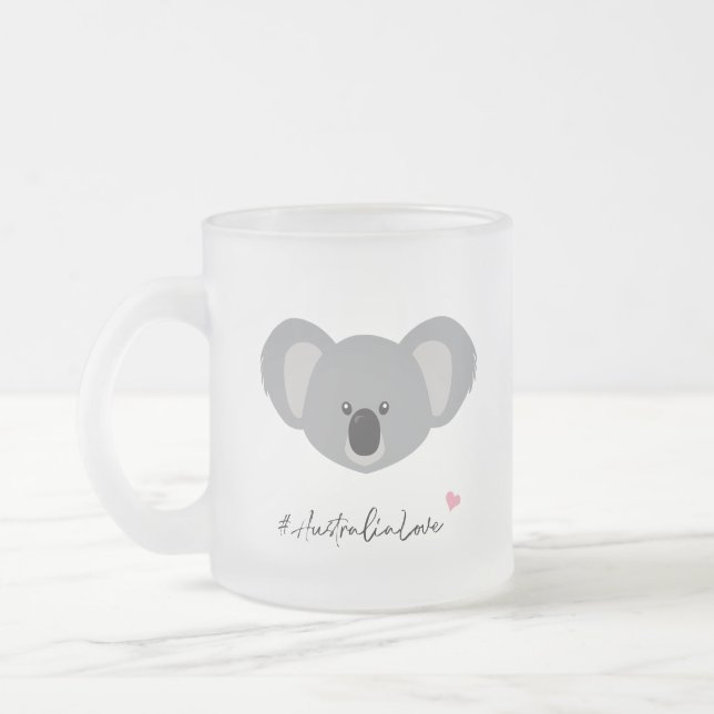 Australia love cute koala illustration frosted glass coffee mug (Left)