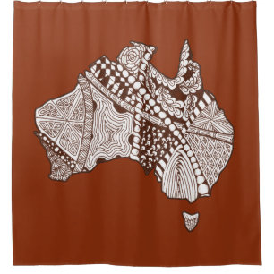 Australia Map Art Doodle DIY Colour Shower Curtain