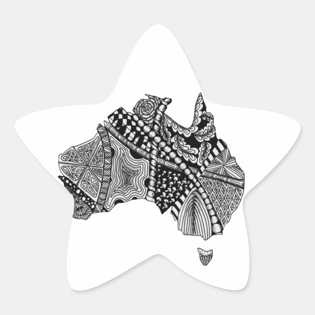 Australia Map Art Doodle Star Sticker (Front)