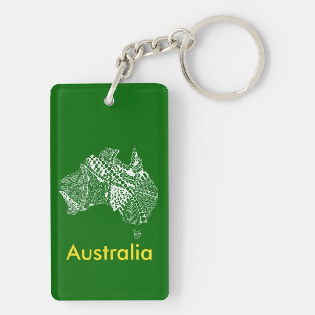 Australia Map Aussie Aussie Aussie Oi Oi Oi Key Ring (Back)