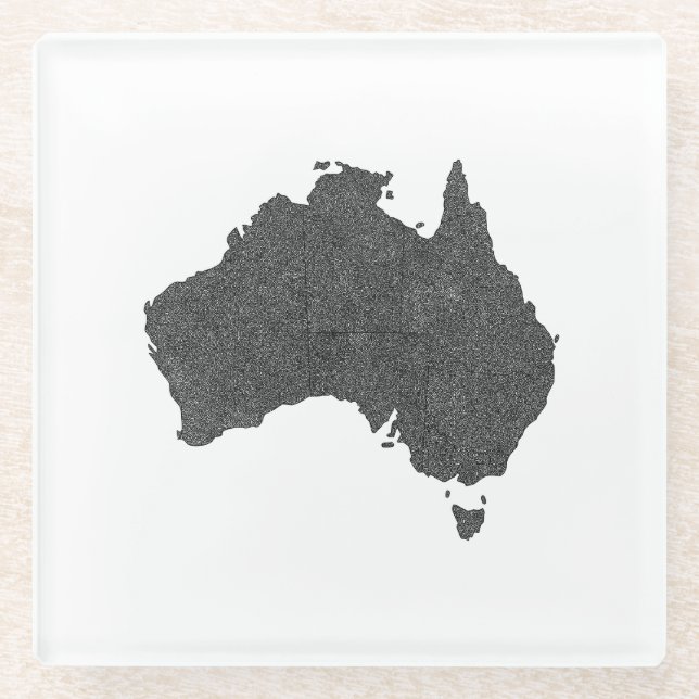 Australia Map Design with Hidden Borders Glass Coaster (Front)