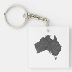 Australia Map Design with Hidden Borders Key Ring