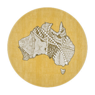 Australia Map Doodle Art Cutting Board