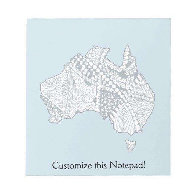 Australia Map Doodle Art Notepad (Front)