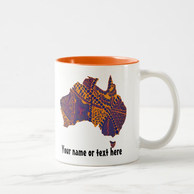 Australia Map Doodle Orange Purple Two-Tone Coffee Mug (Right)