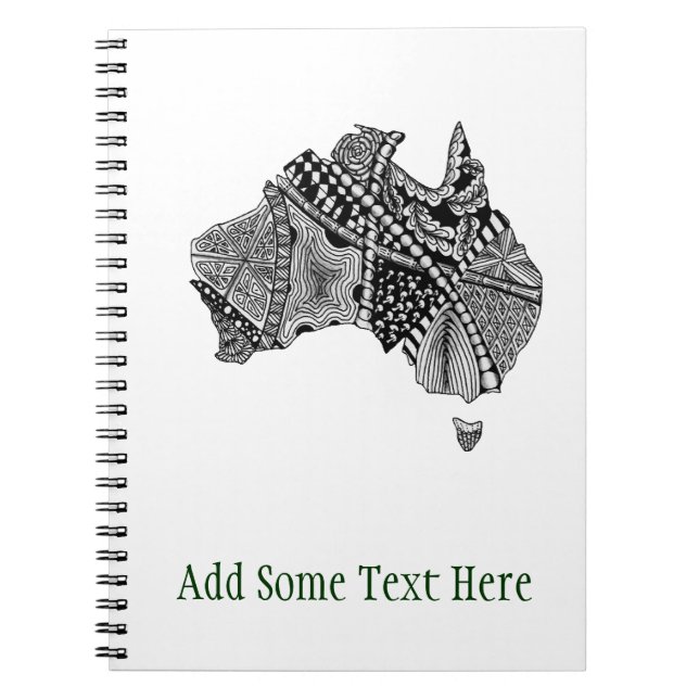 Australia Map Doodle Spiral Notebook (Front)