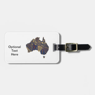 Australia Map Doodle Tan Red Blue Luggage Tag