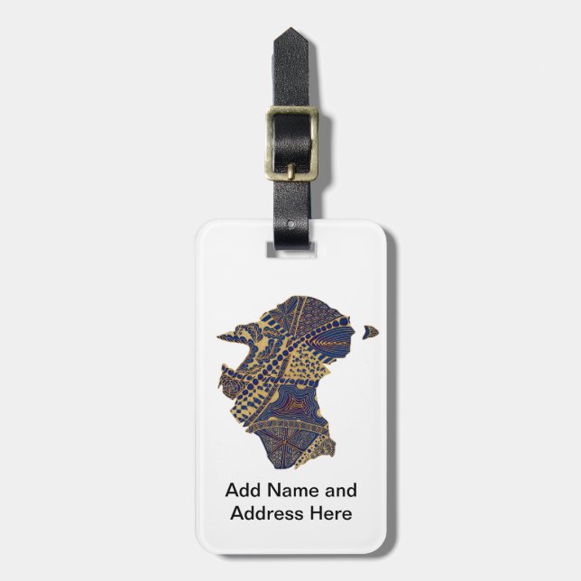 Australia Map Doodle Tan Red Blue Luggage Tag (Front Vertical)