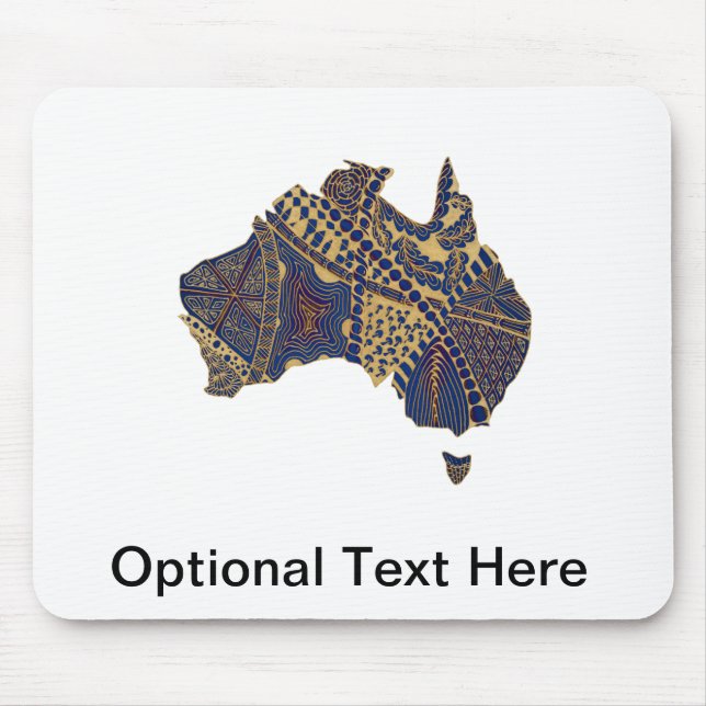 Australia Map Doodle Tan Red Blue Mouse Pad (Front)
