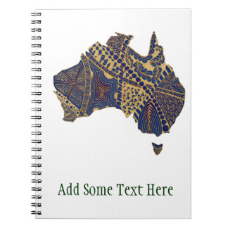 Australia Map Doodle Tan Red Blue Notebook
