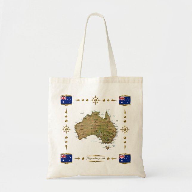 Australia Map + Flags Bag (Front)