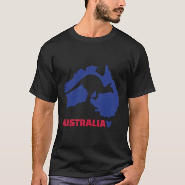 Australia Map Kangaroo Hoodie T-Shirt (Front)