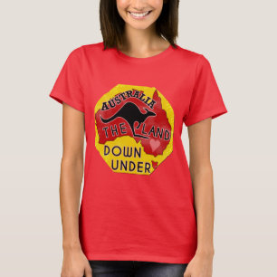 Australia Map Land Down Under with Kangaroo Retro T-Shirt