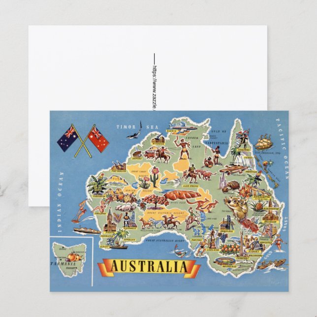 Australia Map Postcard (Front/Back)