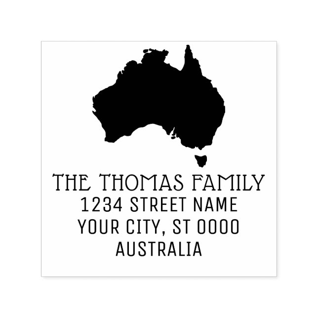 Australia Map Silhouette Name Return Address Self-inking Stamp (Design)