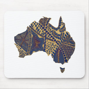 Australia Map Tan-Blue-Red Mouse Pad