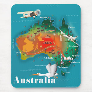 Australia Map Travel poster Mouse Pad