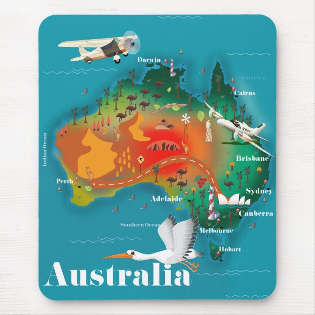 Australia Map Travel poster Mouse Pad (Front)