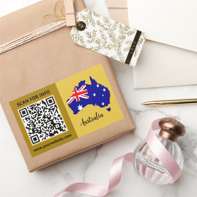 Australia Modern QR Code Stickers, Australian Flag Rectangular Sticker (Gifting)