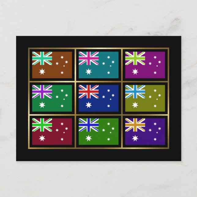 Australia Multihue Flags Postcard (Front)