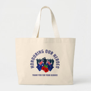 Australia New Zealand AC REMEMBRANCE Large Tote Bag