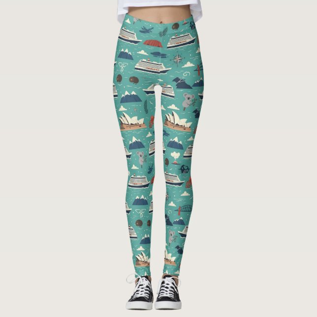 Australia New Zealand Cruise Coastal Ship Design Leggings (Front)