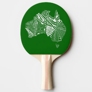 Australia Original Map Art, Choose Your Colour Ping Pong Paddle