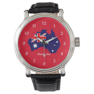 Australia outline and flag watch