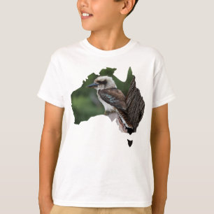 Australia Outline Laughing Kookaburra in a Tree T-Shirt