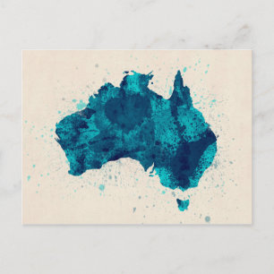 Australia Paint Splashes Map Postcard
