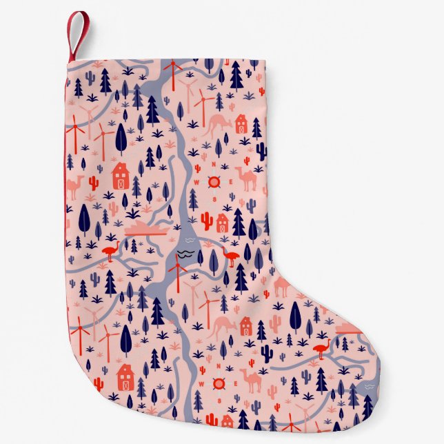 Australia pattern seamless design. Decoration text Small Christmas Stocking (Front)