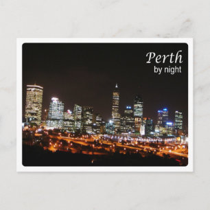 Australia -  Perth - By Night - Postcard