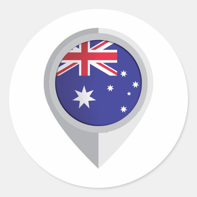 Australia Pin Location Flag Classic Round Sticker (Front)