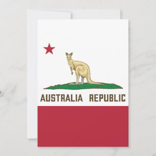 Australia Republic California Flag Kangaroo Invitation