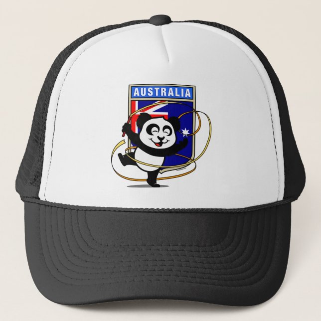 Australia Rhythmic Gymnastics Panda Trucker Hat (Front)