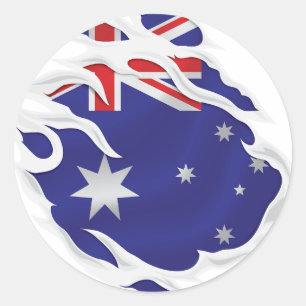 Australia Ripped Flag Classic Round Sticker