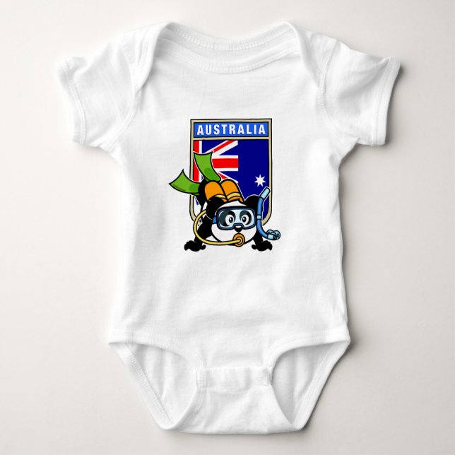 Australia Scuba Diving Panda Baby Bodysuit (Front)