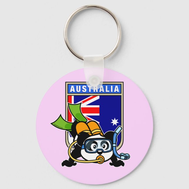 Australia Scuba Diving Panda Key Ring (Front)
