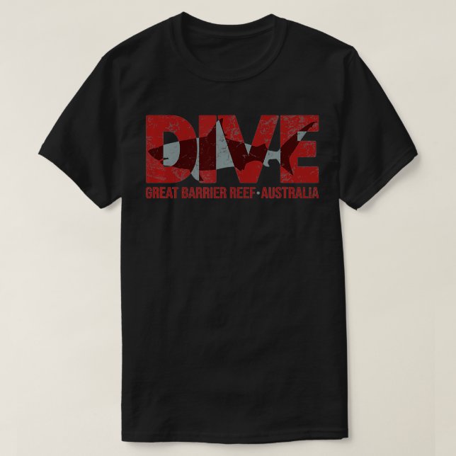 Australia Shark Dive Great Barrier Reef Diving T-Shirt (Design Front)