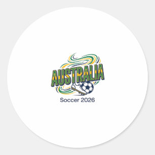 Australia Soccer 2026 Soccer Bold Country Typograp Classic Round Sticker