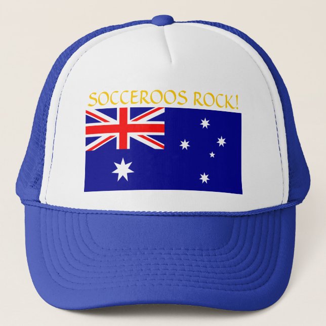 Australia "SOCCEROOS ROCK!" Trucker Hat (Front)