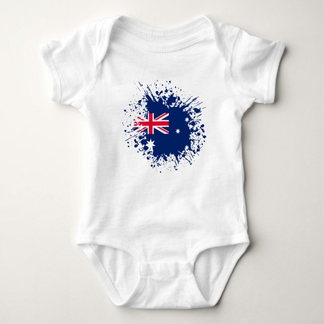 Australia Souvenir Landmark, Australia Flag Travel Baby Bodysuit (Front)