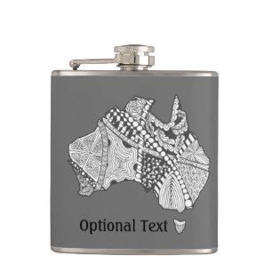 Australia Souvenir Map Art Hip Flask
