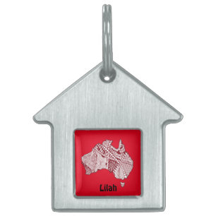 Australia Souvenir Map Art Pet Tag