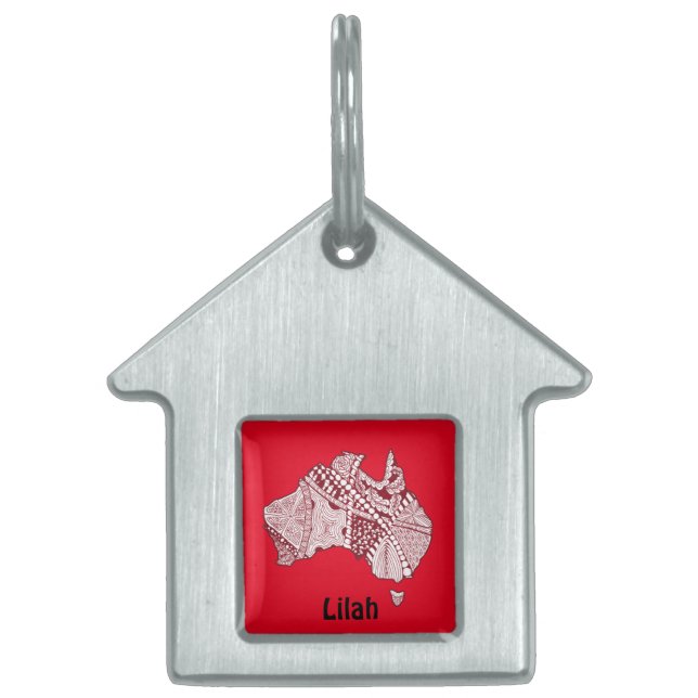 Australia Souvenir Map Art Pet Tag (Front)