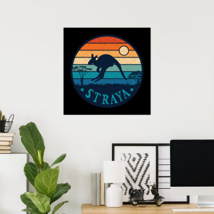 Australia Straya Retro Vintage Kangaroo Aussie  Poster
