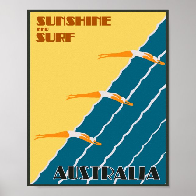 Australia: Sunshine and Surf Vintage Travel Poster (Front)