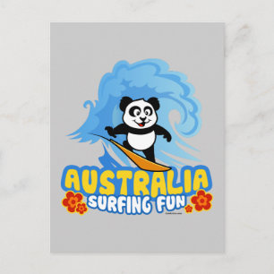 Australia Surfing Panda Postcard