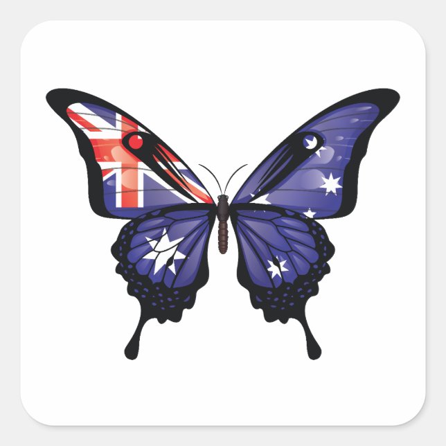 Australia Swallowtail Butterfly Flag Sticker (Front)