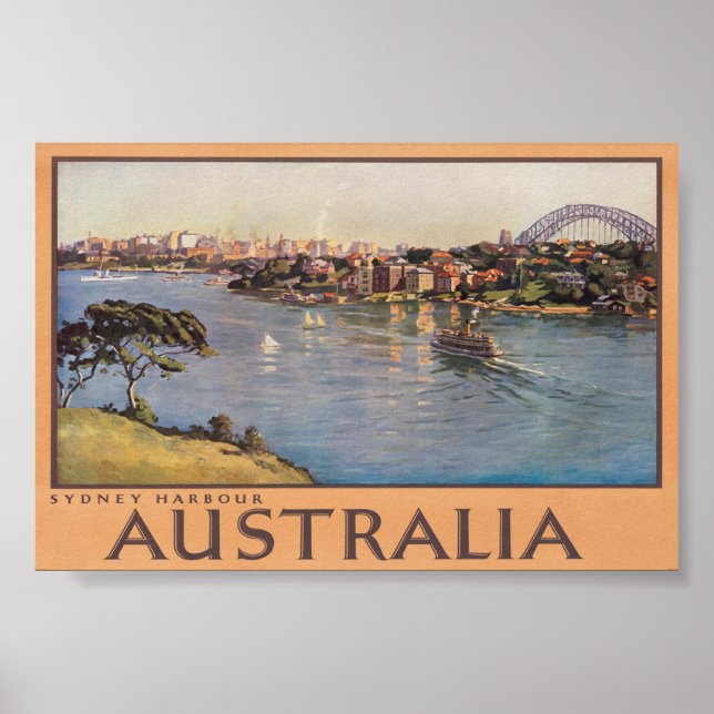 Australia Sydney Harbour Bridge Vintage Travel Poster (Front)